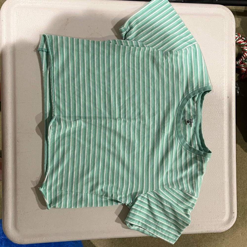 Green Striped Women's Crop Top